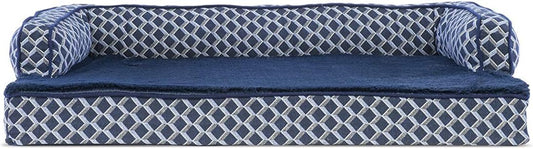 Orthopedic Dog Bed – Plush Sofa with Removable Bolsters (Blue, Medium)