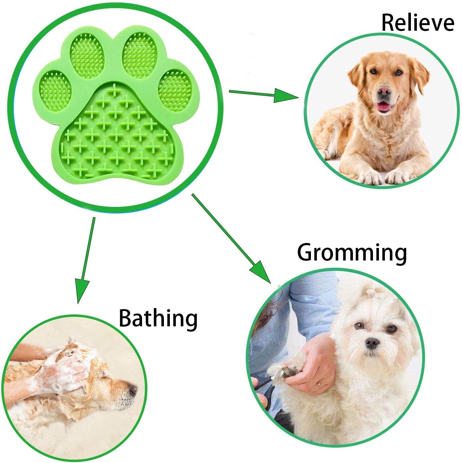 Dog Lick Mat – Anxiety Relief & Slow Feeder Pad (Green)