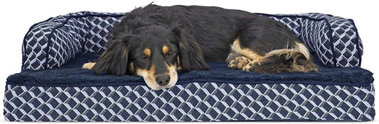 Orthopedic Dog Bed – Plush Sofa with Removable Bolsters (Blue, Medium)